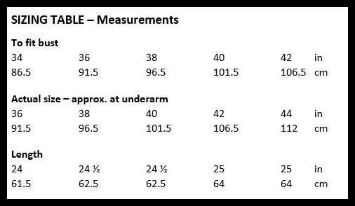 Sizing Table